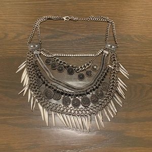 Silver statement necklace.